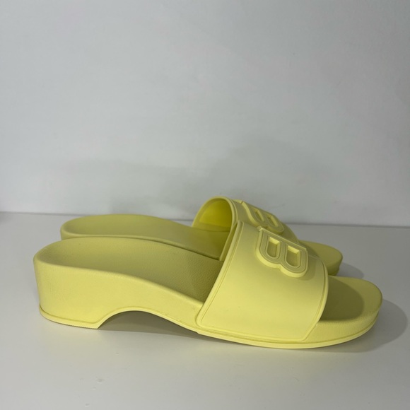 Balenciaga BB Logo Rubber Pool Wedge Slide Sandal Clog Heels - Picture 9 of 14